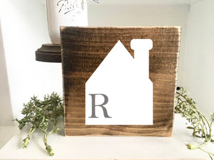 Tiered tray sign- mini- Personalized- wooden sign- Home decor- Housewarming gift- New home- Farmhouse- Home sweet home - wood block- initial