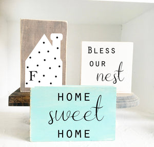 Personalized- Home sweet home- Tiered tray signs- Coffee bar decor- wooden sign- Home decor- Housewarming gift- Farmhouse- Bless our nest