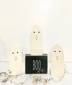 Halloween tiered tray, Halloween decor, Set of 3 ghosts, Wooden ghosts, Spooky decor, Tiered tray decor, Fall decor, Boo, Halloween sign