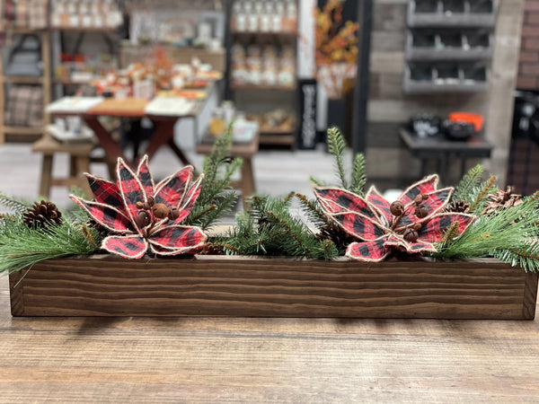 Christmas centerpiece, Wooden box for table, floral arrangement