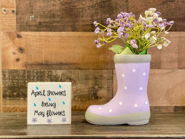 Ceramic rain boot planter, Spring decor, Flower vase, Mother's day gift, Tiered tray decor