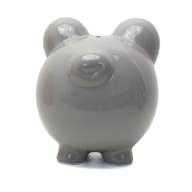 Personalized polka dot piggy bank, Baby boy keepsake, Baby shower gift, Gray ceramic bank, Nursery decor