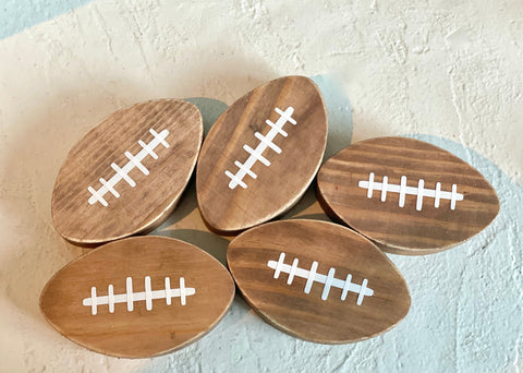 Football tiered tray, Wooden footballs, Set of 3, Football party decor, Wood sign