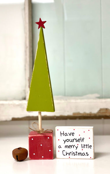 Wooden tree for Christmas decor, Have yourself a merry little Christmas sign