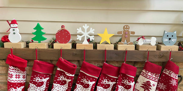 Family stocking holders, personalized pet stocking hooks