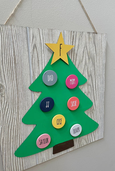 Personalized family Christmas tree, Christmas wall hanging