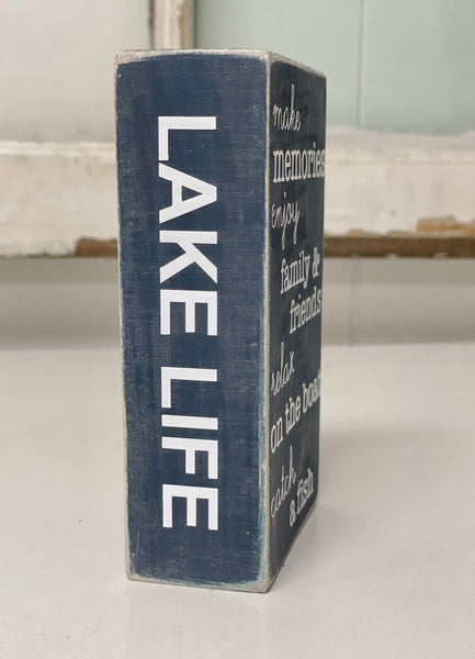Lake life faux book, Cottage decor, Lake sayings
