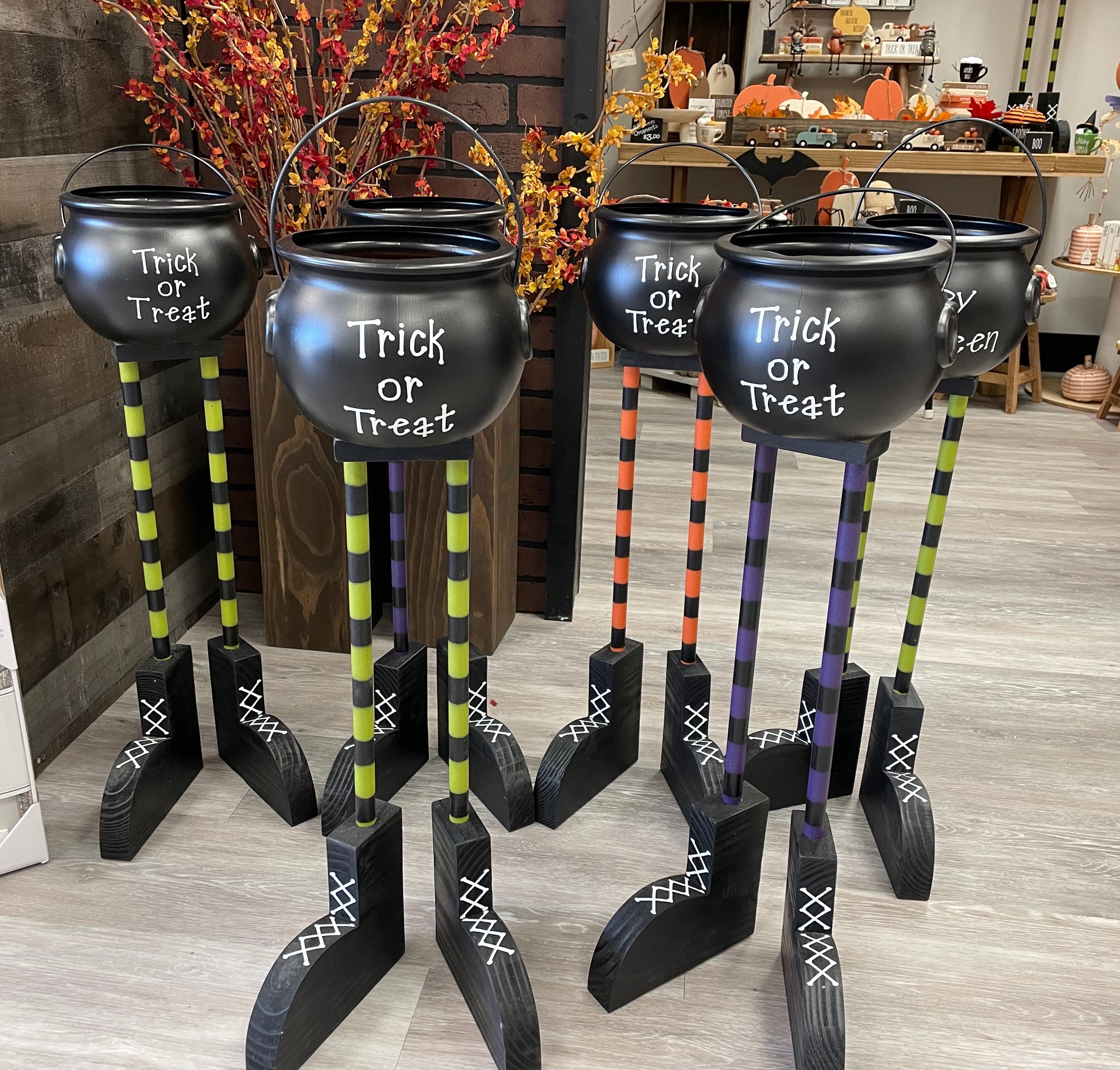 Halloween Cauldron Candy Bowl with Witch's Feet