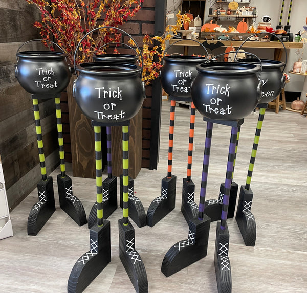 Halloween Cauldron Candy Bowl with Witch's Feet