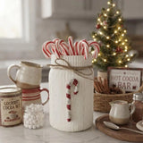 Rustic Christmas Candy Cane Mason Jar Holder with Textured Ivory Knit Sleeve