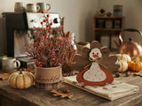 Rustic Wooden Thanksgiving Turkey Tabletop Decoration and Fall Floral Berry Plant Set