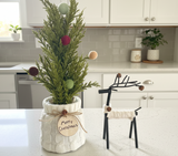 Mini Christmas Tree & Cable-Knit Reindeer Mantel Decor Set