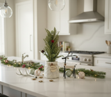 Mini Christmas Tree & Cable-Knit Reindeer Mantel Decor Set