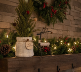 Mini Christmas Tree & Cable-Knit Reindeer Mantel Decor Set