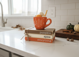 "Pumpkin Spice Everything" Wooden Book Stack & Mini Latte Mug Set