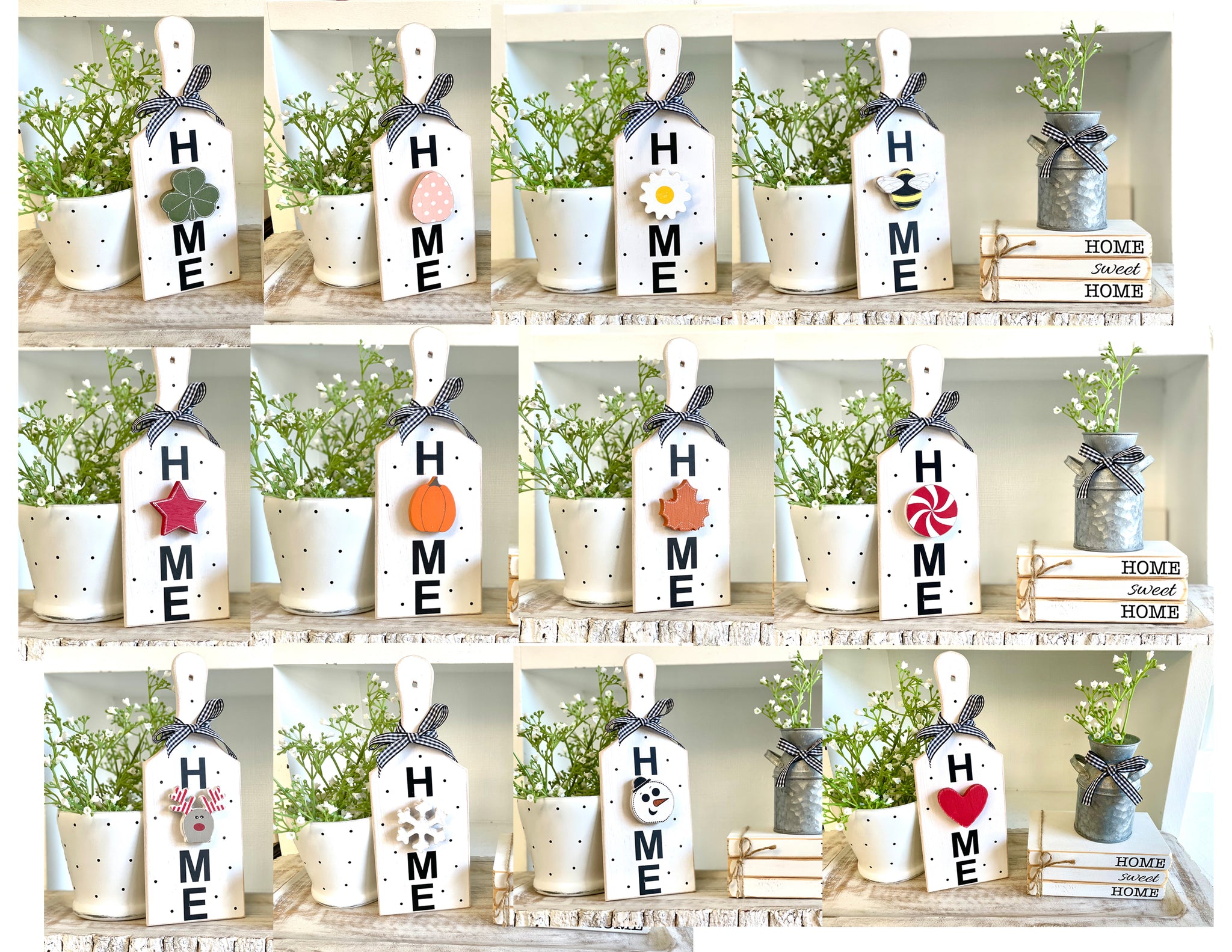 Seasonal decor cutting board, Interchangeable holiday decor