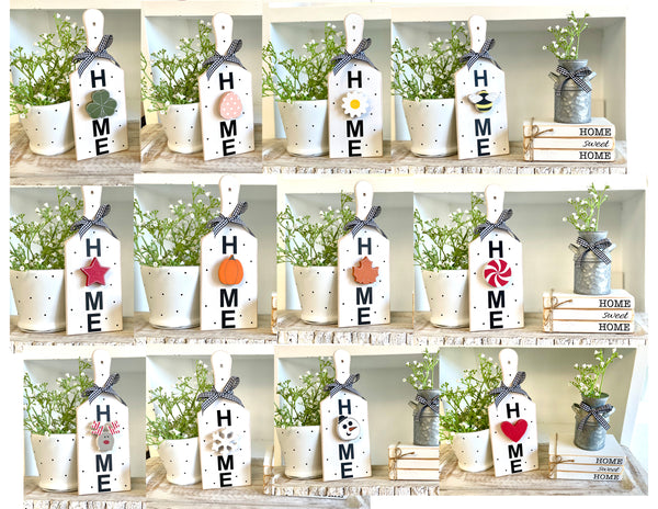 Seasonal decor cutting board, Interchangeable holiday decor