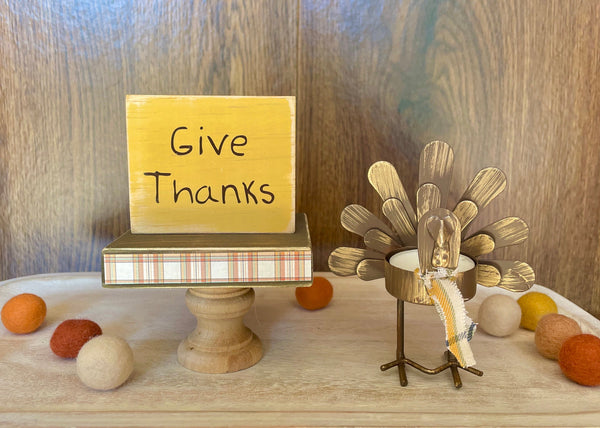 Turkey candle holder, Tiered tray decor, Thanksgiving, Tea light holder, Give thanks sign, Thanksgiving sign, Hostess gift