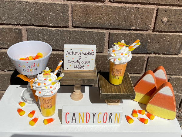 Candy corn bowl, Halloween and Fall decor, Candy corn parfait, Faux, Autumn centerpiece, Autumn wishes, Tiered tray, Halloween bowl, Party