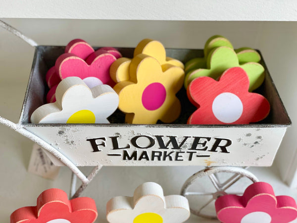 Wooden flowers, Daisy, Set of 3, Summer tiered tray, Baby girl shower gift, Spring decor, Modern style home and kids room