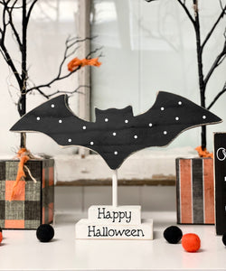 Halloween decor, Polka dot bat, Table centerpiece or Halloween party, Tiered tray decor