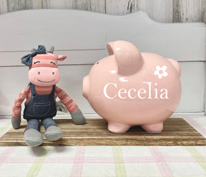 Personalized piggy bank, baby shower gift, baby girl keepsake