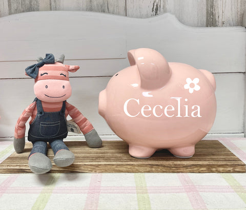 Personalized piggy bank, baby shower gift, baby girl keepsake