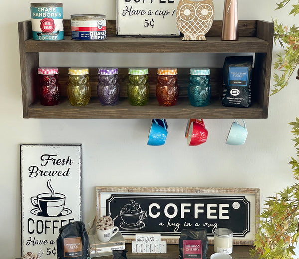 Wood Kitchen shelf, Kitchen storage, Coffee bar