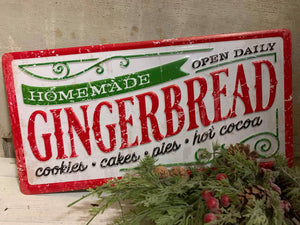 Gingerbread Metal Sign 16x8in