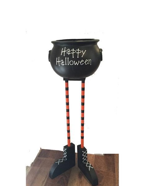 Halloween bowl, Halloween decor, candy bowl, cauldron candy bowl, witch feet, witch legs, fall porch decor, witch cauldron, witch halloween