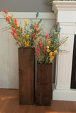 large wooden vases, reclaimed wood, floor vases, set of two, farmhouse decor, rustic porch vases, wooden flower pots