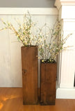personalized wooden vases, reclaimed wood, rustic, floor vases, set of two, farmhouse decor, large floor vase, rustic decor, porch decor