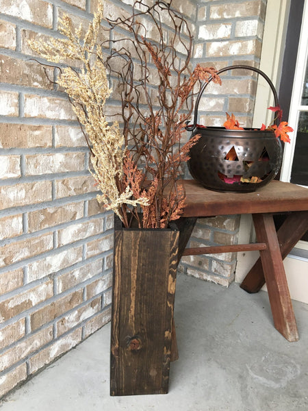 floor vase, reclaimed wood, rustic vase, porch decor,  wooden floor vase, vase for porch, outdoor vase, rustic, farmhouse decor
