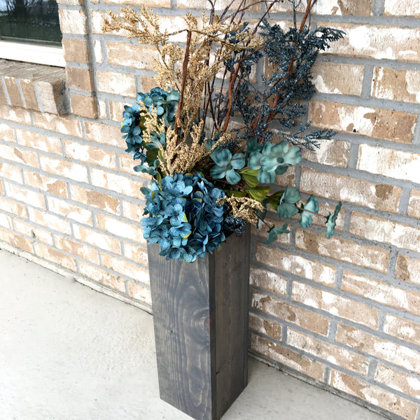 gray floor vase, reclaimed wood, rustic vase, porch decor,  wooden floor vase, vase for porch, outdoor vase, rustic, farmhouse decor