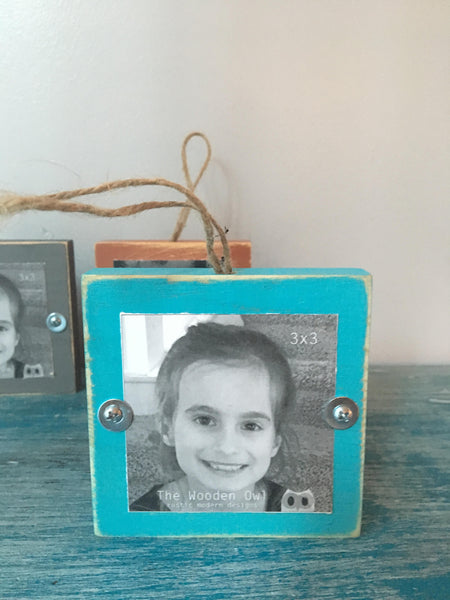 Picture frame ornament, wooden ornament, reclaimed wood, Christmas gift, photo ornament, teacher gift, kids ornament, baby's first Christmas