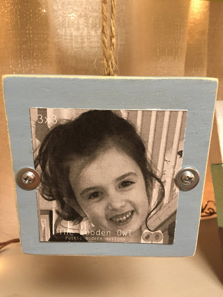 Picture frame ornament, wooden ornament, reclaimed wood, Christmas gift, photo ornament, teacher gift, kids ornament, baby's first Christmas