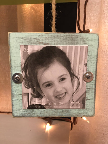 Picture frame ornament, wooden ornament, reclaimed wood, Christmas gift, photo ornament, teacher gift, kids ornament, baby's first Christmas