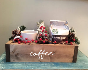 wooden box, coffee gift, goodie box, Christmas gift, gift box, reclaimed wood, coffee lover gift, teacher gift, gift for couple, Valentines