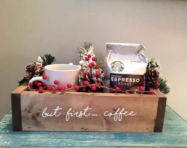 wooden box, coffee gift, goodie box, Christmas gift, gift box, reclaimed wood, coffee lover gift, teacher gift, gift for couple, Valentines