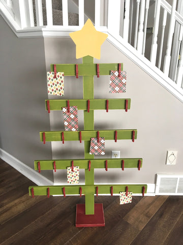 Christmas card holder, 4ft, holiday cards, rustic Christmas, wood Christmas tree, Christmas cards, card display, merry mail, Christmas clips
