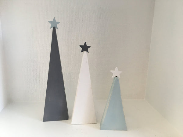 Rustic Christmas, wood Christmas trees, tree shelf sitters, primitive trees, Christmas decor, gray and aqua, modern decor, aqua tree,