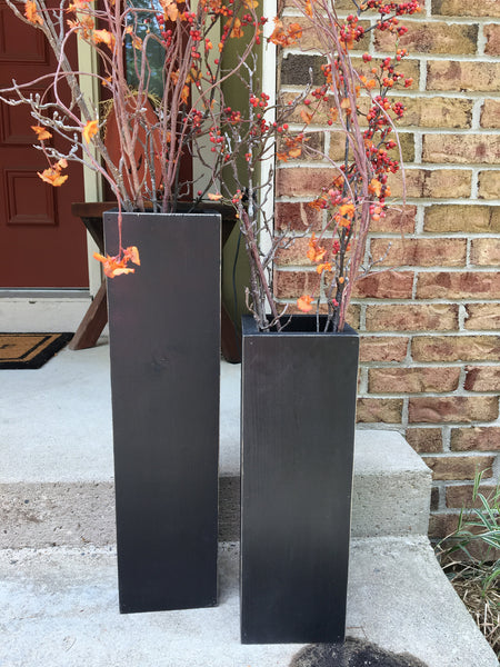large vases, wooden, reclaimed wood, rustic vases, floor vases, set of two, farmhouse decor, large floor vase, rustic decor, porch decor,