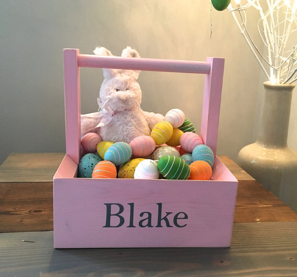 Easter box, wooden Easter basket, personalized box, Easter decor, wooden basket, wood box, rustic Easter, keepsake, personalized caddy