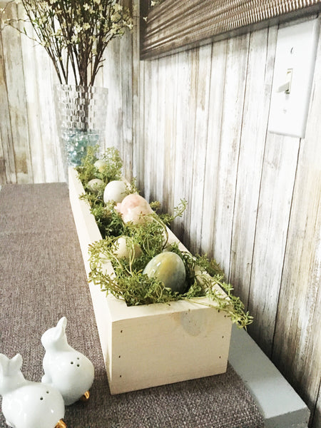 Easter decor, centerpiece, spring table, mantle, planter box, wooden table box, farmhouse decor, hostess gift, housewarming