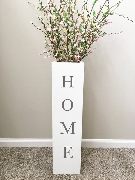 white floor vase, entryway decor, porch vase, home, farmhouse decor, large floor vase, housewarming gift, porch decor, spring, wood vase