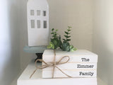 Personalized mini book stack, Farmhouse decor, Family books, Faux books, kitchen decor, teacher gift, home sweet home, housewarming
