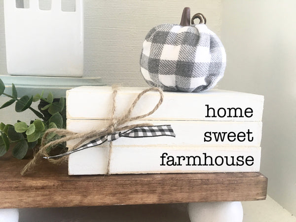 Fall book bundle, mini book stack, Fall decor, farmhouse, faux books, set of 3, kitchen decor, teacher gift, home sweet home, housewarming