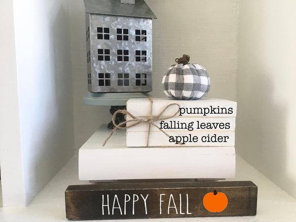 Fall book bundle, mini book stack, Fall decor, farmhouse, faux books, set of 3, kitchen decor, teacher gift, home sweet home, housewarming