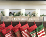 family stocking hooks, mantle stocking holder, Christmas decor, rustic, farmhouse decor, reclaimed wood, stocking hanger, personalized