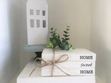 Personalized book bundle, mini book stack, farmhouse decor, faux books, set of 3, kitchen decor, kids names, home sweet home, housewarming